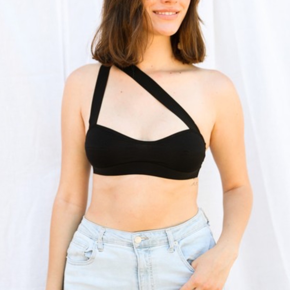 SOLD OUT White Cross Strap Front Solid Multi Way Low Cut Bralette - Picture 6 of 7